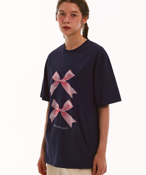 MATCHGLOBE(マッチグローブ)の「トゥワイスリボンオーバーサイズTシャツ(ネイビー)(Tシャツ/カットソー・レディース・その他・FREE)」の5枚目の写真