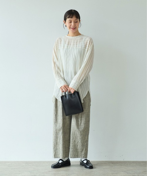 yuni（ユニ　）の「キュプラポリエステルコットン stripe 2way shirt（シャツ/ブラウス・レディース・アイボリー/パープル/グリーン・FREE）」の12枚目の写真