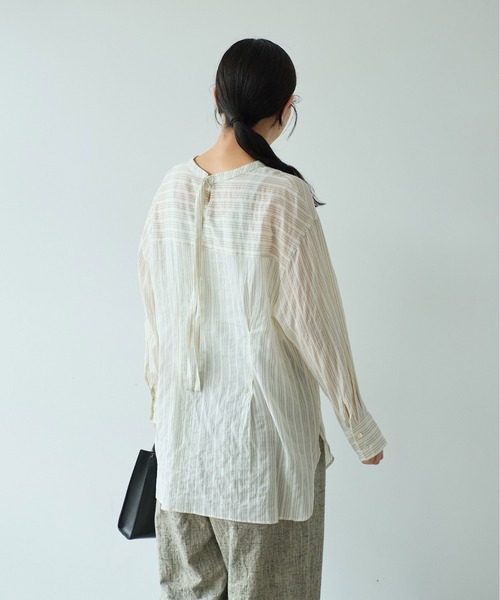 yuni（ユニ　）の「キュプラポリエステルコットン stripe 2way shirt（シャツ/ブラウス・レディース・アイボリー/パープル/グリーン・FREE）」の18枚目の写真