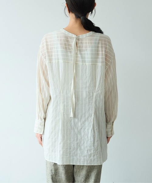 yuni（ユニ　）の「キュプラポリエステルコットン stripe 2way shirt（シャツ/ブラウス・レディース・アイボリー/パープル/グリーン・FREE）」の21枚目の写真