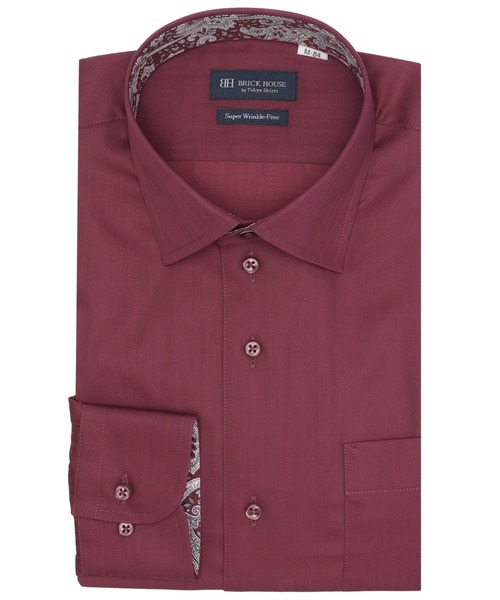 TOKYO SHIRTS(トウキョウシャツ)の「【超形態安定】 形態安定ノンアイロン ワイド 長袖ビジネスワイシャツ(ビジネスシャツ・メンズ・ボルドー・首回り39cm-裄丈80cm/首回り39cm-裄丈84cm/首回り41cm-裄丈82cm/首回り41cm-裄丈86cm/首回り42cm-裄丈82cm/首回り42cm-裄丈86cm/首回り43cm-裄丈82cm/首回り43cm-裄丈86cm/首回り37cm-裄丈84cm/首回り37cm-裄丈80cm)」の1枚目の写真