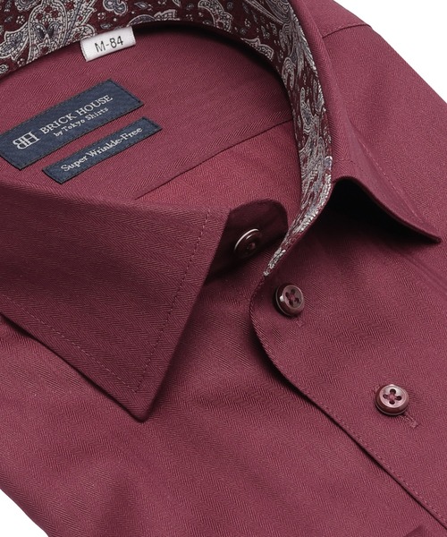 TOKYO SHIRTS(トウキョウシャツ)の「【超形態安定】 形態安定ノンアイロン ワイド 長袖ビジネスワイシャツ(ビジネスシャツ・メンズ・ボルドー・首回り39cm-裄丈80cm/首回り39cm-裄丈84cm/首回り41cm-裄丈82cm/首回り41cm-裄丈86cm/首回り42cm-裄丈82cm/首回り42cm-裄丈86cm/首回り43cm-裄丈82cm/首回り43cm-裄丈86cm/首回り37cm-裄丈84cm/首回り37cm-裄丈80cm)」の2枚目の写真