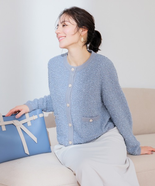 GLACIER lusso(グラシアルッソ)の「ツイード風クルーカーデ(カーディガン/ボレロ・レディース・アイボリー/グレー系その他/ブルー系その他3・L/LL/M/S)」の11枚目の写真