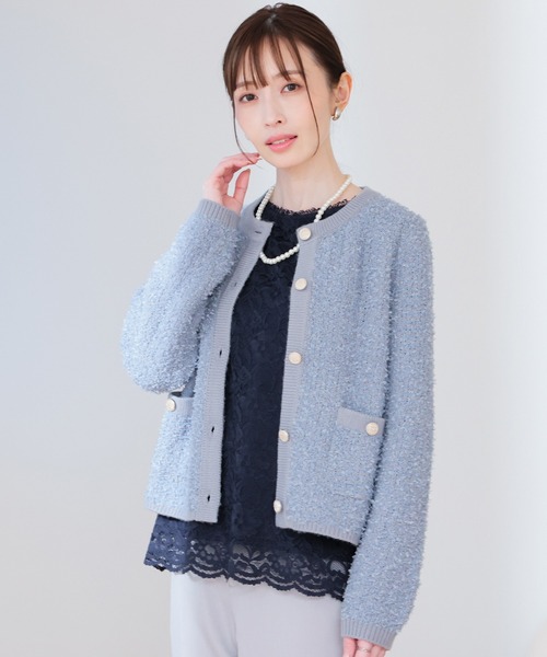 GLACIER lusso(グラシアルッソ)の「ツイード風クルーカーデ(カーディガン/ボレロ・レディース・アイボリー/グレー系その他/ブルー系その他3・L/LL/M/S)」の15枚目の写真