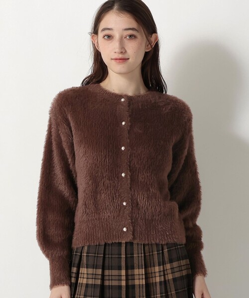 Afternoon Tea（アフタヌーンティー）の「フェザーニットクルーネックカーディガン（カーディガン/ボレロ・レディース・ブラウン/グレー・MEDIUM）」の2枚目の写真