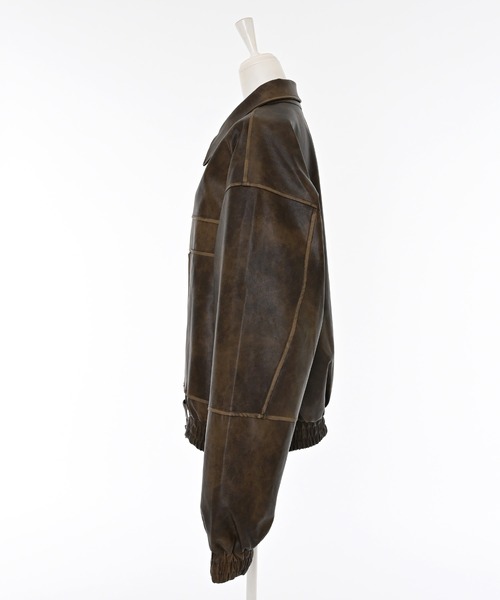 Narcissus（ナルシス）の「【ユニセックス】レザーブルゾンジャケット/オーバーサイズ（ブルゾン・レディース・ブラック/ブラウン・FREE）」の7枚目の写真