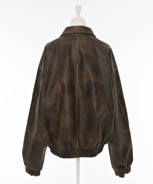 Narcissus（ナルシス）の「【ユニセックス】レザーブルゾンジャケット/オーバーサイズ（ブルゾン・レディース・ブラック/ブラウン・FREE）」の8枚目の写真