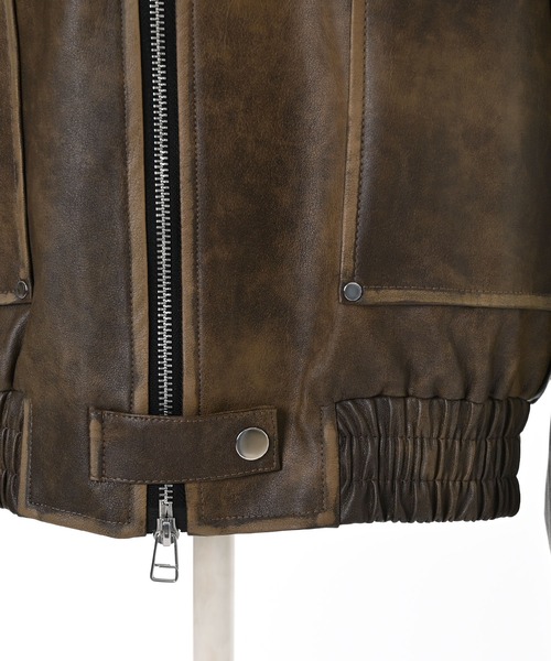 Narcissus（ナルシス）の「【ユニセックス】レザーブルゾンジャケット/オーバーサイズ（ブルゾン・レディース・ブラック/ブラウン・FREE）」の10枚目の写真