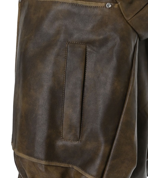 Narcissus（ナルシス）の「【ユニセックス】レザーブルゾンジャケット/オーバーサイズ（ブルゾン・レディース・ブラック/ブラウン・FREE）」の11枚目の写真