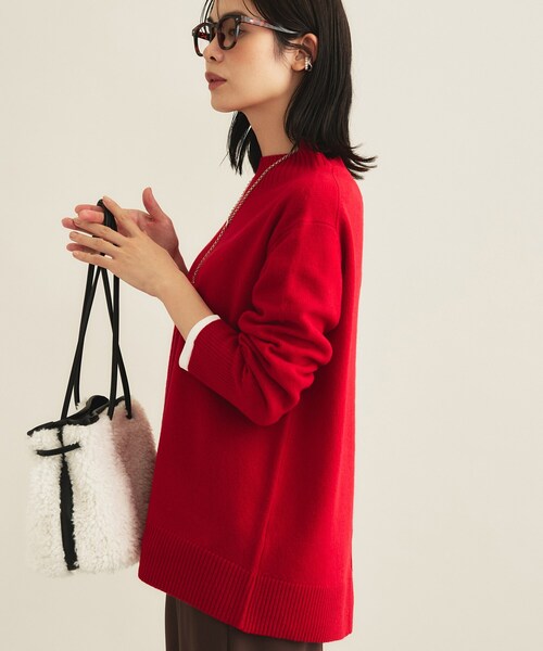 INDIVI(インディヴィ)の「【体型カバー/ウール混】ハイネックニット(ニット/セーター・レディース・ブラック/ワインレッド/ベージュ系8/ホワイト系5/サックスブルー・38/13/05/15 )」の15枚目の写真