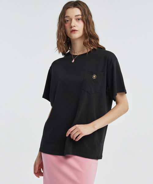 manavis7（マナビスセブン）の「ポケットラウンドTシャツ[ブラック]（Tシャツ/カットソー・レディース・ブラック・FREE）」の2枚目の写真