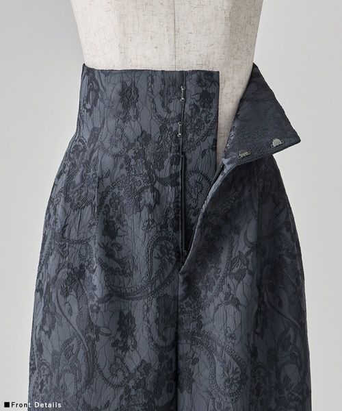 ジャガードクロップブラウス＆タックワイドパンツセットアップ