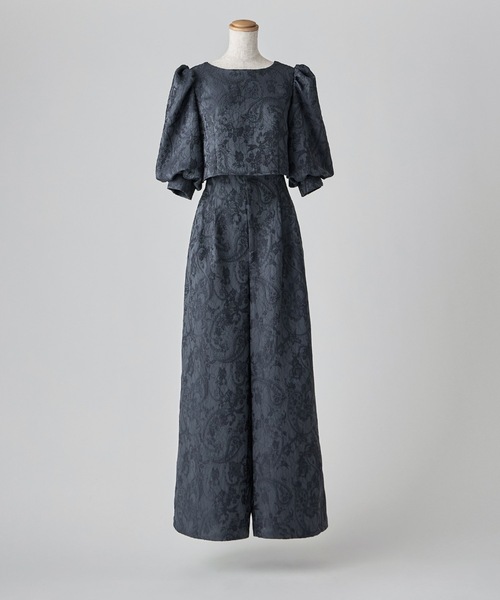 ジャガードクロップブラウス＆タックワイドパンツセットアップ（パンツ