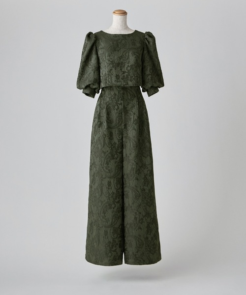 ジャガードクロップブラウス＆タックワイドパンツセットアップ（パンツ