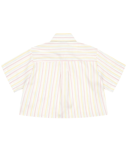 KINETICLO(キネティクロ)の「ストライプクロップ半袖シャツ(ピンク)(シャツ/ブラウス・レディース・その他・ONE)」の2枚目の写真