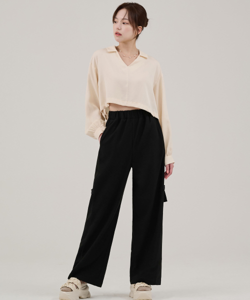 HYEYEONG KIM(ヘヨン キム)の「フリースサイドベルトトラウザー-ブラック(スウェットパンツ・レディース・ブラック・SMALL/MEDIUM)」の1枚目の写真