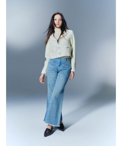 CALNAMUR(カルナムール)の「ローライズフレアデニムパンツ(その他パンツ・レディース・ライトブルー/ブラック・SMALL/MEDIUM)」の11枚目の写真