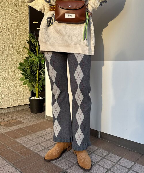 CIAOPANIC(チャオパニック)の「アーガイルニットフリルパンツ(その他パンツ・レディース・ブラウン/グレー/ベージュ・ONE SIZE)」の16枚目の写真