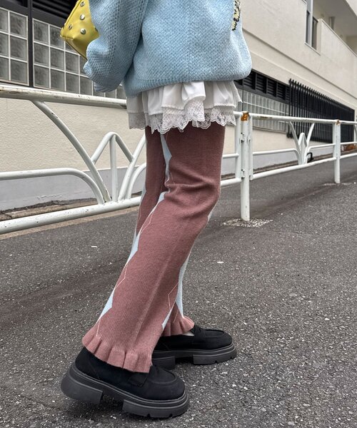 CIAOPANIC(チャオパニック)の「アーガイルニットフリルパンツ(その他パンツ・レディース・ブラウン/グレー/ベージュ・ONE SIZE)」の4枚目の写真