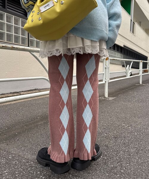 CIAOPANIC(チャオパニック)の「アーガイルニットフリルパンツ(その他パンツ・レディース・ブラウン/グレー/ベージュ・ONE SIZE)」の5枚目の写真