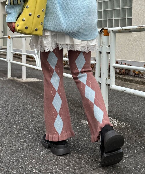 CIAOPANIC(チャオパニック)の「アーガイルニットフリルパンツ(その他パンツ・レディース・ブラウン/グレー/ベージュ・ONE SIZE)」の6枚目の写真