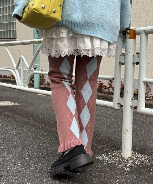 CIAOPANIC(チャオパニック)の「アーガイルニットフリルパンツ(その他パンツ・レディース・ブラウン/グレー/ベージュ・ONE SIZE)」の7枚目の写真