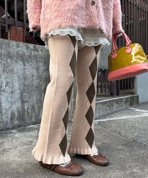 CIAOPANIC(チャオパニック)の「アーガイルニットフリルパンツ(その他パンツ・レディース・ブラウン/グレー/ベージュ・ONE SIZE)」の12枚目の写真
