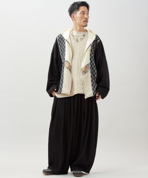 チャイハネ(チャイハネ)の「【チャイハネ】ファランナMEN'Sジップアップパーカー(パーカー・メンズ・ホワイト/ブラウン/ブラック・FREE)」の5枚目の写真