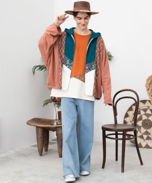 チャイハネ(チャイハネ)の「【チャイハネ】ファランナMEN'Sジップアップパーカー(パーカー・メンズ・ホワイト/ブラウン/ブラック・FREE)」の10枚目の写真