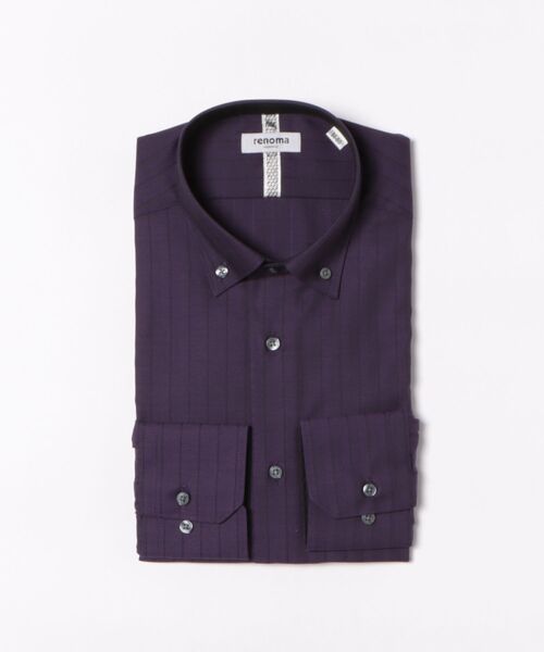 renoma HOMME（レノマオム）の「ワイシャツ メンズ イージーアイロン 綿混 ショート ボタンダウン 長袖 ビジネス ドレス NEWスタンダードフィット（ビジネスシャツ・メンズ・パープル・首回り45cm-裄丈86cm/首回り43cm-裄丈86cm/首回り43cm-裄丈82cm/首回り41cm-裄丈86cm/首回り39cm-裄丈84cm/首回り37cm-裄丈80cm/首回り41cm-裄丈82cm/首回り39cm-裄丈80cm）」の4枚目の写真