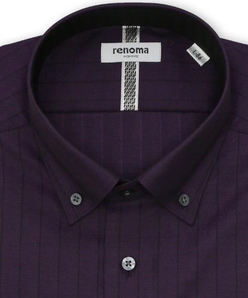 renoma HOMME（レノマオム）の「ワイシャツ メンズ イージーアイロン 綿混 ショート ボタンダウン 長袖 ビジネス ドレス NEWスタンダードフィット（ビジネスシャツ・メンズ・パープル・首回り45cm-裄丈86cm/首回り43cm-裄丈86cm/首回り43cm-裄丈82cm/首回り41cm-裄丈86cm/首回り39cm-裄丈84cm/首回り37cm-裄丈80cm/首回り41cm-裄丈82cm/首回り39cm-裄丈80cm）」の8枚目の写真