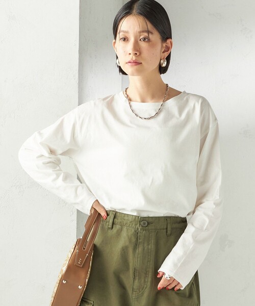SHIPS（シップス）の「〈洗濯機可能〉オーガニックコットン ロング スリーブ TEE（Tシャツ/カットソー・レディース・オフホワイト/ブラック/ダークグレー・ONE SIZE）」の22枚目の写真