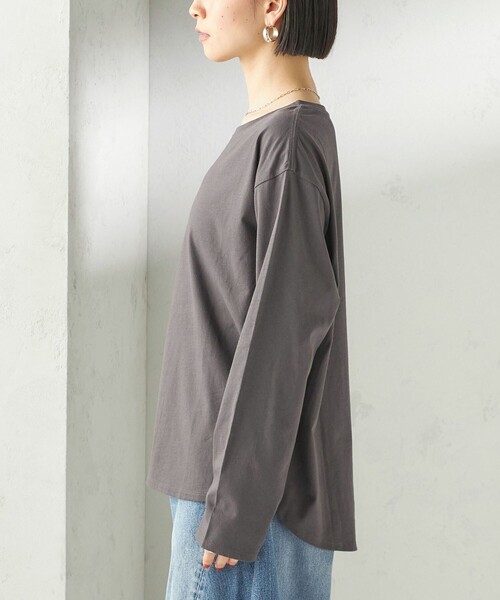 SHIPS（シップス）の「〈洗濯機可能〉オーガニックコットン ロング スリーブ TEE（Tシャツ/カットソー・レディース・オフホワイト/ブラック/ダークグレー・ONE SIZE）」の15枚目の写真