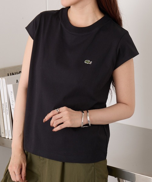LACOSTE(ラコステ)の「【LACOSTE】ワンポイントロゴ フレンチスリーブTシャツ TF024-J-99(Tシャツ/カットソー・レディース・ライトグレー/ブラック/アイボリー・S/M)」の3枚目の写真