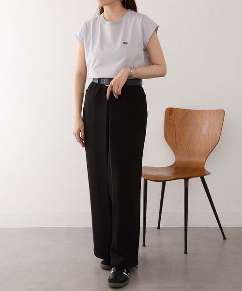 LACOSTE(ラコステ)の「【LACOSTE】ワンポイントロゴ フレンチスリーブTシャツ TF024-J-99(Tシャツ/カットソー・レディース・ライトグレー/ブラック/アイボリー・S/M)」の7枚目の写真