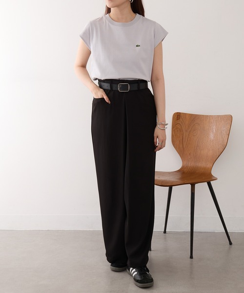 LACOSTE(ラコステ)の「【LACOSTE】ワンポイントロゴ フレンチスリーブTシャツ TF024-J-99(Tシャツ/カットソー・レディース・ライトグレー/ブラック/アイボリー・S/M)」の8枚目の写真