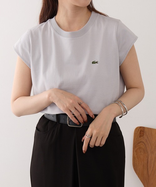 LACOSTE(ラコステ)の「【LACOSTE】ワンポイントロゴ フレンチスリーブTシャツ TF024-J-99(Tシャツ/カットソー・レディース・ライトグレー/ブラック/アイボリー・S/M)」の5枚目の写真