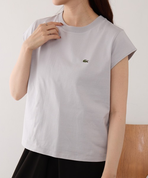 LACOSTE(ラコステ)の「【LACOSTE】ワンポイントロゴ フレンチスリーブTシャツ TF024-J-99(Tシャツ/カットソー・レディース・ライトグレー/ブラック/アイボリー・S/M)」の6枚目の写真
