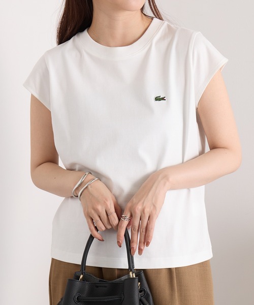 LACOSTE(ラコステ)の「【LACOSTE】ワンポイントロゴ フレンチスリーブTシャツ TF024-J-99(Tシャツ/カットソー・レディース・ライトグレー/ブラック/アイボリー・S/M)」の17枚目の写真