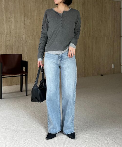 CAPRICIEUX LE'MAGE（カプリシューレマージュ）の「インナーSET袖ギャザーヘンリーTシャツ（Tシャツ/カットソー・レディース・ブラック/グレー/ピンク/ベージュ・FREE）」の21枚目の写真