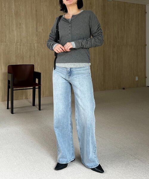 CAPRICIEUX LE'MAGE（カプリシューレマージュ）の「インナーSET袖ギャザーヘンリーTシャツ（Tシャツ/カットソー・レディース・ブラック/グレー/ピンク/ベージュ・FREE）」の20枚目の写真