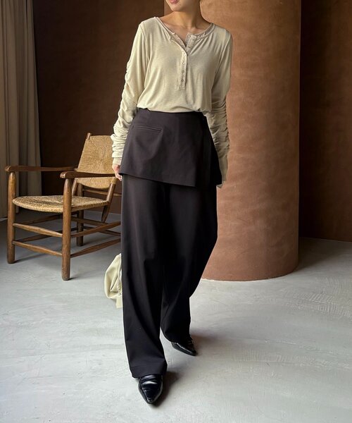 CAPRICIEUX LE'MAGE(カプリシューレマージュ)の「インナーSET袖ギャザーヘンリーTシャツ(Tシャツ/カットソー・レディース・ブラック/グレー/ピンク/ベージュ・FREE)」の13枚目の写真