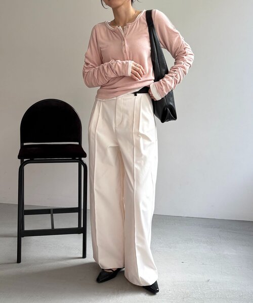 CAPRICIEUX LE'MAGE(カプリシューレマージュ)の「インナーSET袖ギャザーヘンリーTシャツ(Tシャツ/カットソー・レディース・ブラック/グレー/ピンク/ベージュ・FREE)」の22枚目の写真