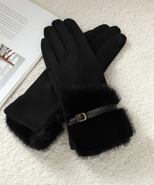 セール】blackdia ocean ファー手袋 タッチパネル対応（手袋