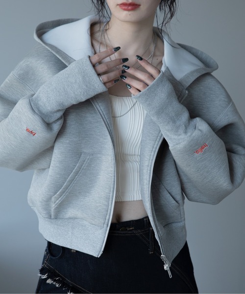 VACANCY（ヴァカンシー）の「ロゴ刺繍ダンボールZIPパーカー（パーカー・レディース・グレー/ブラック/ライトブルー/ネイビー・FREE）」の3枚目の写真