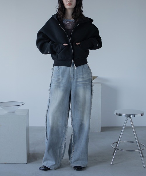 VACANCY（ヴァカンシー）の「ロゴ刺繍ダンボールZIPパーカー（パーカー・レディース・グレー/ブラック/ライトブルー/ネイビー・FREE）」の14枚目の写真