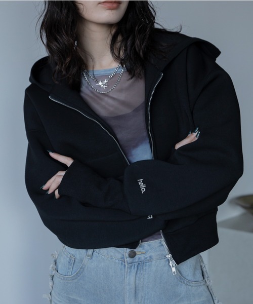 VACANCY（ヴァカンシー）の「ロゴ刺繍ダンボールZIPパーカー（パーカー・レディース・グレー/ブラック/ライトブルー/ネイビー・FREE）」の17枚目の写真