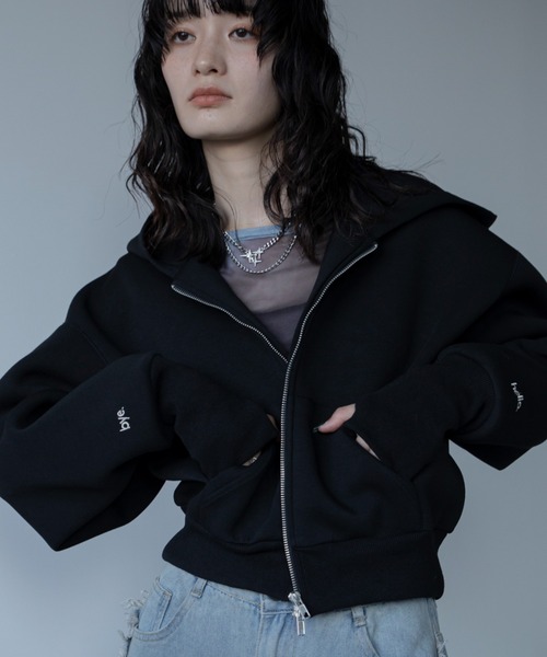VACANCY（ヴァカンシー）の「ロゴ刺繍ダンボールZIPパーカー（パーカー・レディース・グレー/ブラック/ライトブルー/ネイビー・FREE）」の5枚目の写真