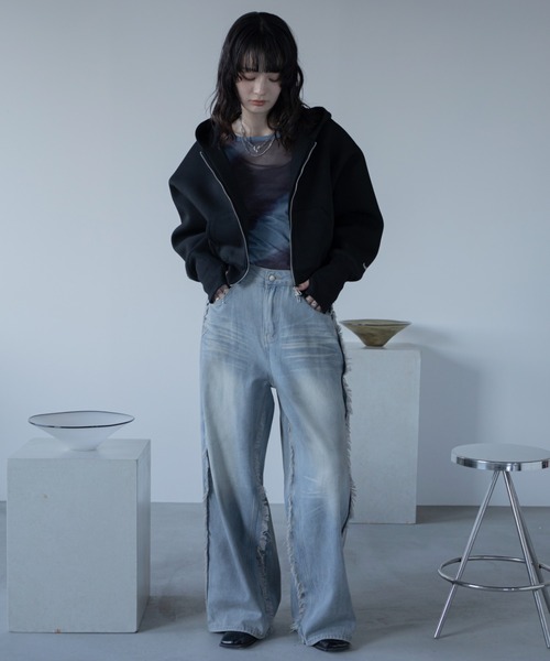 VACANCY（ヴァカンシー）の「ロゴ刺繍ダンボールZIPパーカー（パーカー・レディース・グレー/ブラック/ライトブルー/ネイビー・FREE）」の22枚目の写真