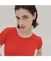 ODER（オディエール）の「ロングスリットリネンプルオーバー-レッド（ニット/セーター）」